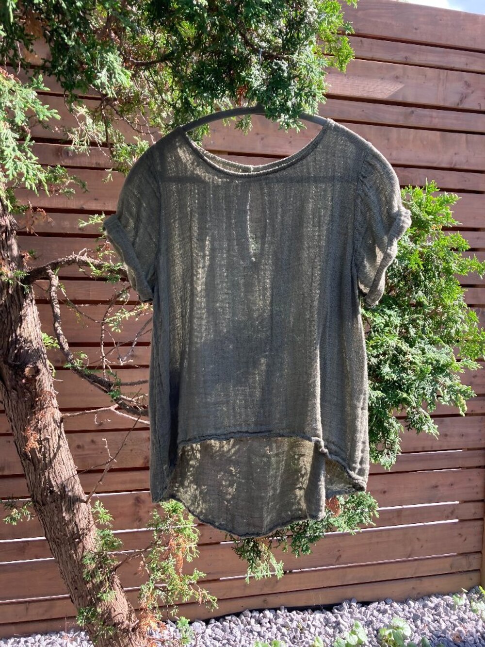 Gauze Summer Top, Small - Medium, Army- Green